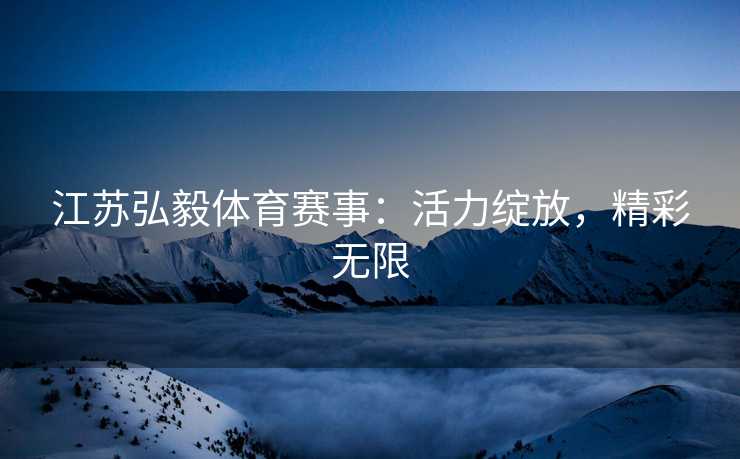 江苏弘毅体育赛事：活力绽放，精彩无限