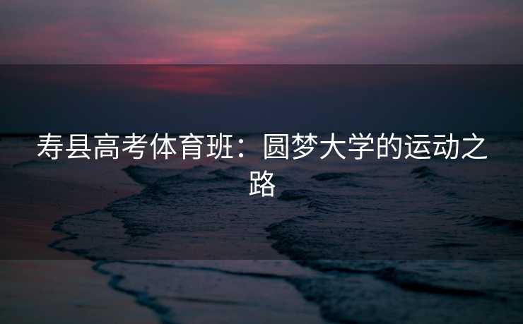 寿县高考体育班：圆梦大学的运动之路