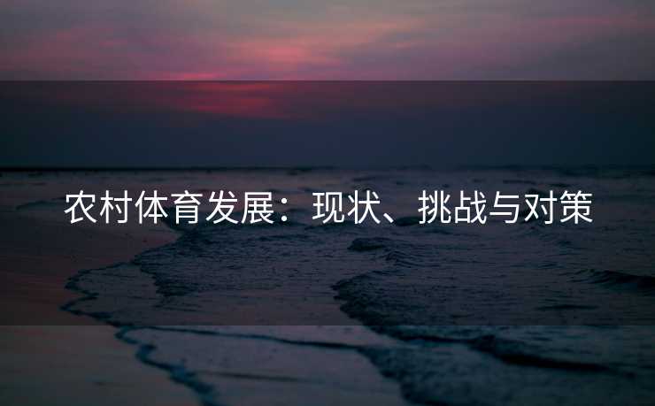 农村体育发展：现状、挑战与对策