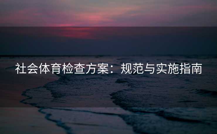 社会体育检查方案：规范与实施指南