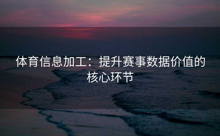 体育信息加工：提升赛事数据价值的核心环节