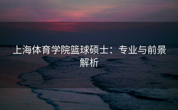上海体育学院篮球硕士：专业与前景解析